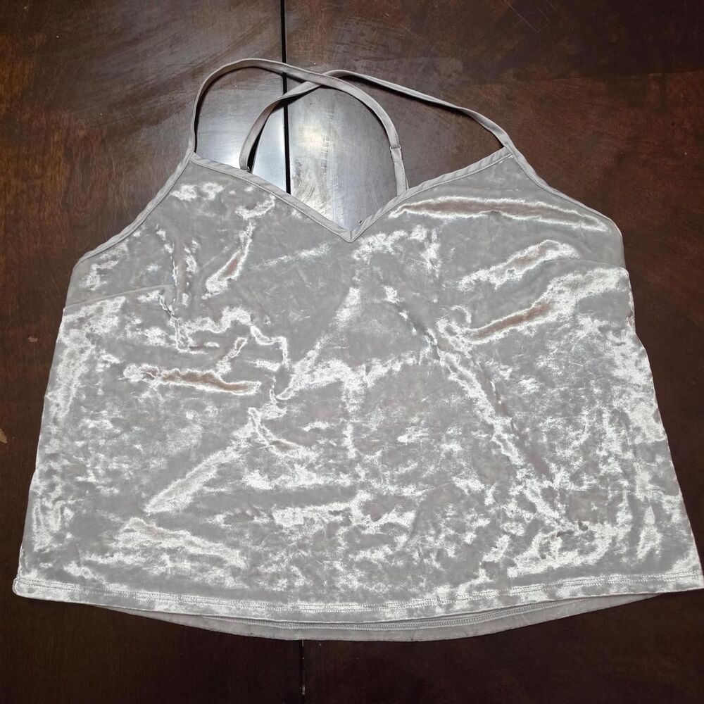Victoria's Secret Vintage Y2k Silver Crushed Velvet Tank
